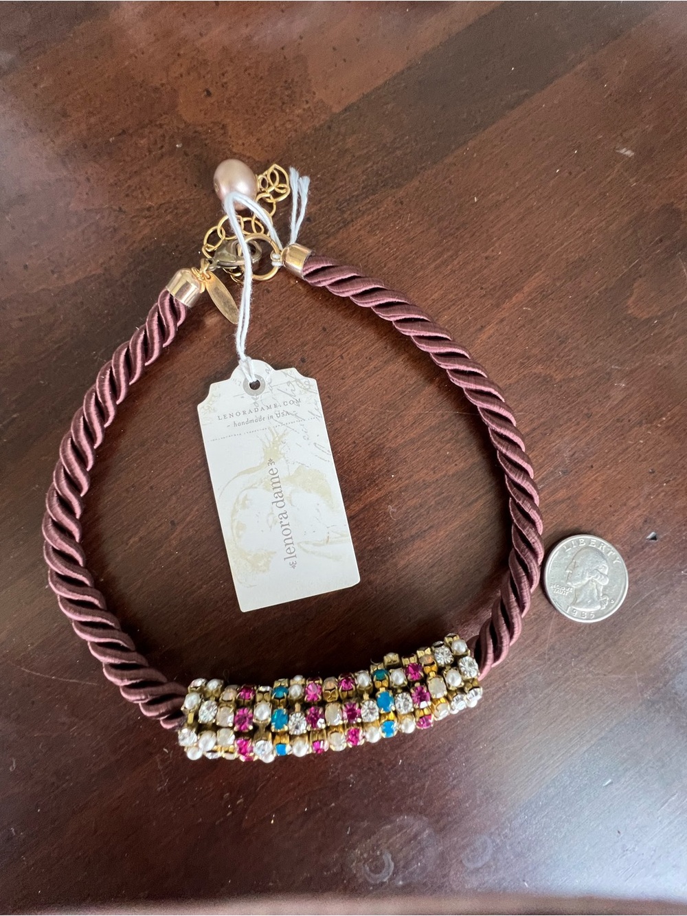 Lenora Dame Multicolor Crystal Bead Rope Necklace - Brown